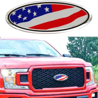 9" For Ford F150 F250 F350 Edge Explorer RANGER American US Flag Front Grill Decal Tailgate Emblem Oval Badge Sticker Car Logo