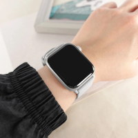 【Watchband】Apple Watch 全系列通用錶帶 蘋果手錶替用錶帶 同色扣頭及連接器 矽膠錶帶(淺灰色)