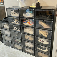 鞋盒 鞋架 收納盒日式亞克力透明磁吸橫開門塑料大碼透氣家用高幫收納鞋盒省空間潮
