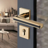Modern Household Mute Lockset Zinc Alloy Silent Split Door Locks Interior Door Handle Lock Furniture Hardware Accessories