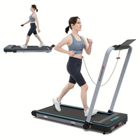 1pc 2-in-1 Folding Treadmill With 2.0HP Smoother Motor, Dual Screen Display, Maximum Speed Of 7.8MPH, Foldable Running Exercise