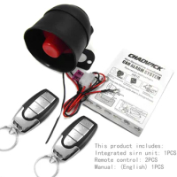 12V Car Alarm Security System Horn Siren with 2 Remote Controls Anti-Theft One-Way Automotive Alarm System Burglar Protection