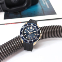 CITIZEN 星辰表 / BN0196-01L / PROMASTER 光動能 潛水錶 防水200米 日期 橡膠手錶-藍x玫瑰金框x黑/44mm