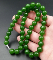 天然玉石臺灣碧玉圓珠項鏈直徑10毫米圓珠項鏈碧綠色項鏈毛衣鏈
