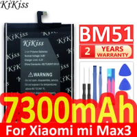 KiKiss For Xiao Mi BM51 7300mAh Battery For Xiaomi Mi Max 3 Max3 BM 51 High Quality Phone Replacement Batteries + Tools