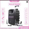 Baretone MAX15HB Speaker Portable 15 Inci Hitam Bluetooth USB 600 Watt