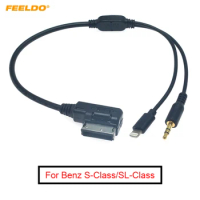 FEELDO Car AMI/MDI Interface To 3.5mm Male Audio AUX + Lightning Jack Charge Only Adapter Cable For Mercedes Benz #CT6257