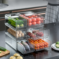 抽屜式冰箱收納盒可疊加廚房加厚PET果蔬雞蛋整理盒冷凍保鮮盒