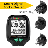 Smart Digital Socket Tester AC 30V-250V Voltage Test Socket Tester US/UK/EU Plug Rcd Test 20 Sets Of Data Storage