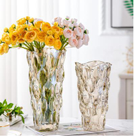 北歐輕奢水晶透明玻璃花瓶擺件客廳插花富貴竹玫瑰百合鮮花裝飾 樂購生活百貨