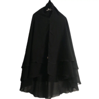 Jilbab Siffon Silky Jetblack 2 Layer