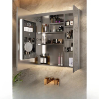 Intelligent stainless steel bathroom mirror cabinet, bathroom mirror storage integrated wall mounted toilet makeup