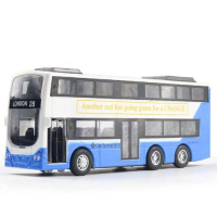 合金公車模型(雙層巴士白藍) 