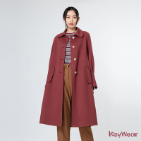 KeyWear奇威名品    簡約百搭羊毛長大衣-紅色