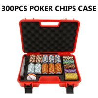 Casino Monopoly Chips Storage Box Red 300pcs Poker Chip Case High-quality PP Casino Portable Container Mambling Tokens Game Case