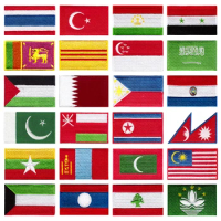 Asian Nations Flags 3.8*6.3cm Patch Saudi Arabia Thailand Qatar Turkey Malaysia Oman National Flags Patch Embroidered Decorative