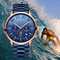 LIGE New Mens Military Sport Watch Casual Fashion Waterproof Quartz Watch Men Top Luxury Brand Chronograph Watch Reloj Hombre