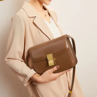 Genuine leather Women bag bean curd box handbag retro new fashion square purse crossbody shoulder bag 01-GN-ssxfdf