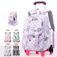 Children's Backpack School Girl Wheel School Trolley Bag Wheels Kids Travel Luggage Trolley Bags School Backpack with Wheels