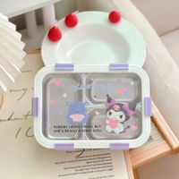 內地直送 - 三麗鷗 KT庫洛米美樂蒂304不銹鋼帶勺叉學生上班分隔飯盒便當盒大