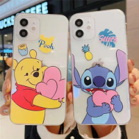 Disney Winnie The Pooh Stitch Silicone Black Cover For Apple IPhone 12 Mini 11 Pro XS MAX XR X 8 7 6S 6 Plus 5S SE Phone Case