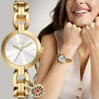 FOSSIL Kerrigan 菊花小吊墜大三針女錶 520送禮首選-32mm BQ5012