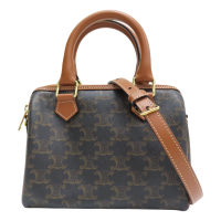【二手名牌BRAND OFF】CELINE 賽琳 棕色 牛皮 小號 波士頓包 兩用包