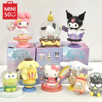 MINISO Sanrio Blind Box Walk Snack Planet Series Model HelloKitty Kuromi Pachacco Pompompurin Room Decorated with Children's Toy
