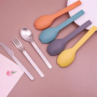Spoon Fork Knife Cutlery Set Stainless Steel Lunch Tableware Set With Box Portable Dinnerware Kitchen Accessories