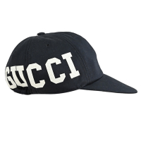 GUCCI 古馳  簡約LOGO設計棉質棒球帽/遮陽帽(午夜藍)
