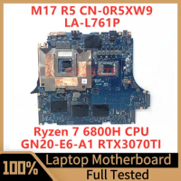 CN-0R5XW9 0R5XW9 R5XW9 For DELL M17 R5 Laptop Motherboard LA-L761P With Ryzen 7 6800H CPU GN20-E6-A1 RTX3070TI 100% Tested Good
