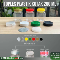 Isi 50 pcs Toples Plastik Kotak 200 ml / Toples 200ml Sambal Jar Bumbu Coklat Selai