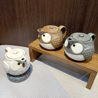 貓頭鷹造型陶瓷日式茶壺(三色) 茶壺 附濾網 美濃燒 日本製 450ml