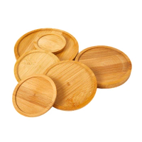 1 Pc Bamboo Tray Bonsai Holder Round Plant Stand for Succulent Pot Wood Flower Pot Holder Garden Tools