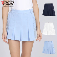 PGM Women Golf Short Skirt Ladies Breathable Pleated Skort High Waist Elastic Waistband Culottes Anti-light Casual Pantskirt