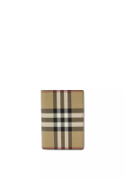 BURBERRY E-Canvas card holder with Vintage Check print - BURBERRY - Beige
