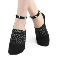 No Show Lace Socks Lace Low Cut Liner Socks Invisible Non-slip Ankle Socks Lace Low Cut Liner Boat Socks For Shoes