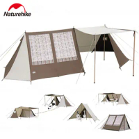 Naturehike Glamping Shelter 2-3 People Retro Tents Outdoor Camping Cotton Tent Canopy Awning Garden Tent Multi Mode Can Switched