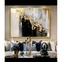 Lukisan abstrak tekstur timbul modern 60x90 frame hitam
