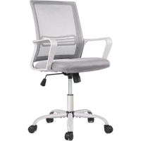 AFO Home Office Chair Mid Back Breathable Mesh, Ergonomic Lumbar Support, Swivel Rolling, Tilting Function, Grey