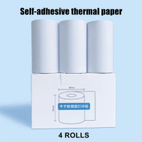 4 Rolls Self Adhesive Printable Sticker Paper Roll Direct Thermal Paper 57*30mm Print Paper For PeriPage Pocket Thermal Printer