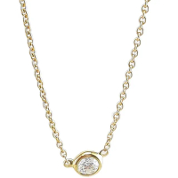 【Tiffany&Co. 蒂芙尼】明亮切割圓形鑽石墜飾18K金項鍊(真鑽)