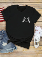 Women's Gothic Casual Short Sleeve T-Shirt, Machine Washable Top for Spring Summer Layering & Caslpp