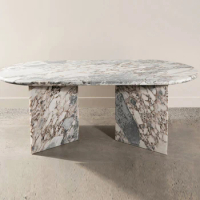 Elephant White Marble Dining Table Set Luxury Dining Room Furniture Oval Marble Dining Table Coffee Table