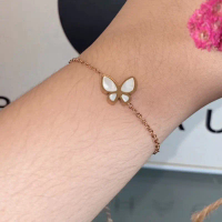 TIN'S SERIES - Gelang Rose gold kupu serut kait cop 750