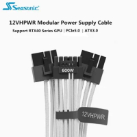 Premium 2x8Pin PCIE GPU Male to 4090 12VHPWR 12+4Pin Power Cable for Seasonic PSU