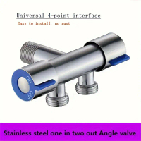 1pc 304 Stainless Steel Dual-Control Angle Valve, Multi-Functional 3-Way Tee Valve, One Inlet Two Ou
