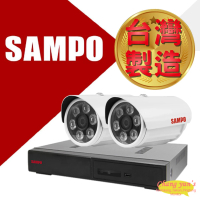 【SAMPO 聲寶】監視器組合 4路2鏡 DR-TWEX3-4錄影主機 VK-TW2C66H 2百萬畫素槍型紅外線攝影機 昌運監視器