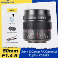 Brightin Star 50mm F1.4 II Large Aperture Portrait Camera Lens Mirrorless for Sony E a6400 Canon EOS M Fuji XF xt2 M43 Canon RF