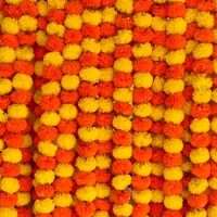 2pcs Artificial Marigold Flower Garlands for Wedding Diwali Pooja Traditional Indian Theme Home Photo Prop Backdrop Decoration